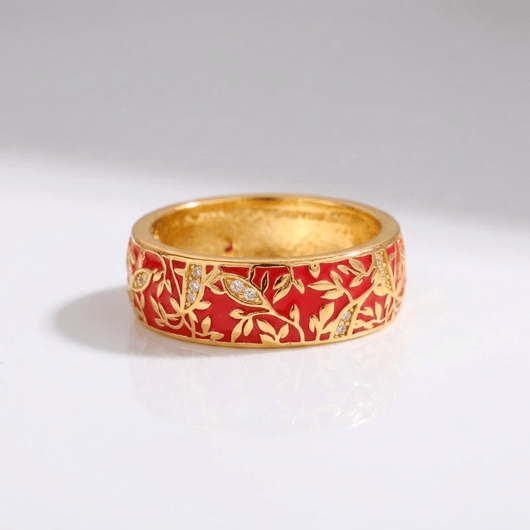 GOLD VINTAGE LEAF BAND RING