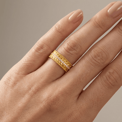 GOLD TEXTURED BAND RING VIP