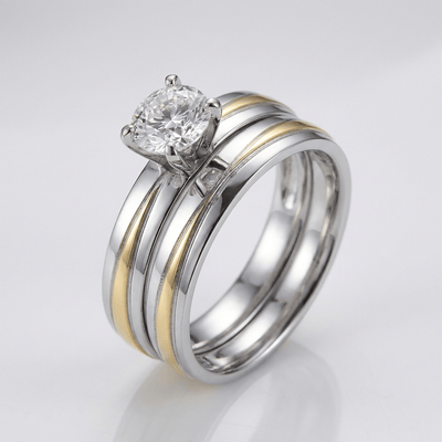 SILVER GOLD STRIPE DIAMOND RING VIP