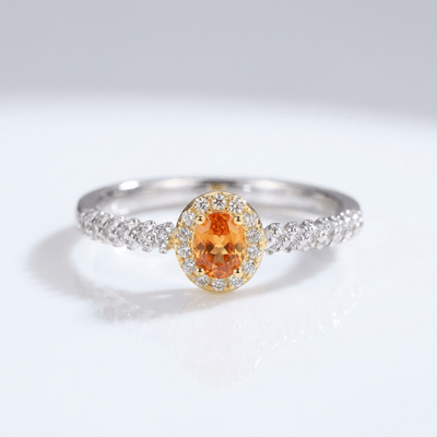 SILVER ORANGE TOPAZ HALO RING - (ADJUSTABLE) VIP