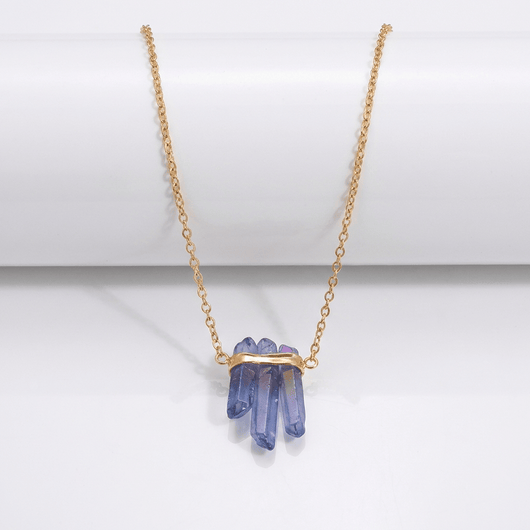 GOLD PURPLE AMETHYST CLUSTER NECKLACE
