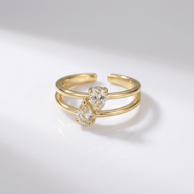 GOLD DIAMOND SPLIT BAND RING - (ADJUSTABLE)