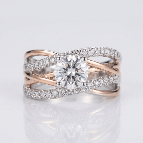 ROSE GOLD ROUND DIAMOND CROSSOVER RING