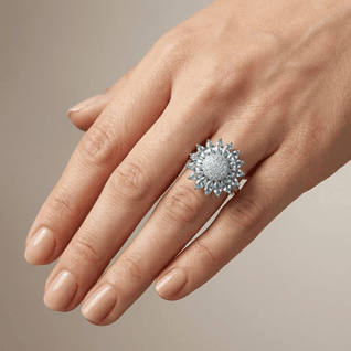 SILVER BLUE TOPAZ FLOWER RING VIP