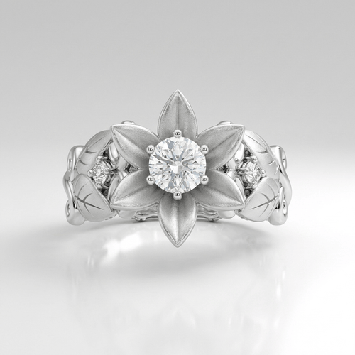 SILVER ZIRCONIA PETAL CROWN RING
