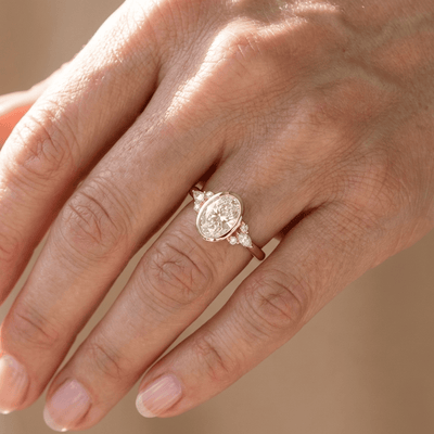 GOLD OVAL ZIRCONIA PEAR TRIO RING - (ADJUSTABLE)