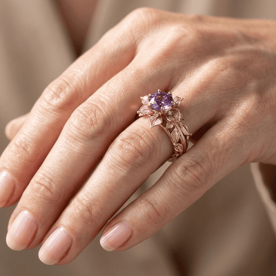 GOLD PURPLE FLORA RING