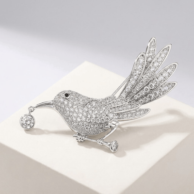 CRYSTAL BIRD BROOCH