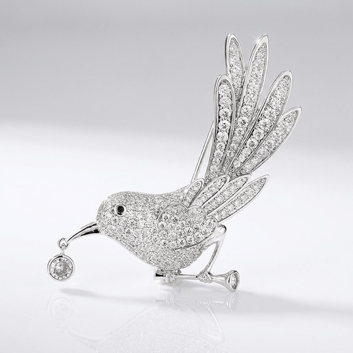 CRYSTAL BIRD BROOCH