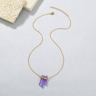 GOLD PURPLE AMETHYST CLUSTER NECKLACE