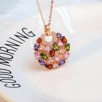 MULTI GEMSTONE CHARM NECKLACE