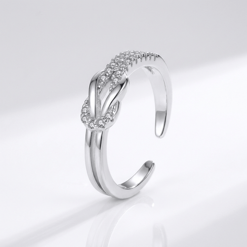 SILVER ZIRCONIA WRAP RING - (ADJUSTABLE)