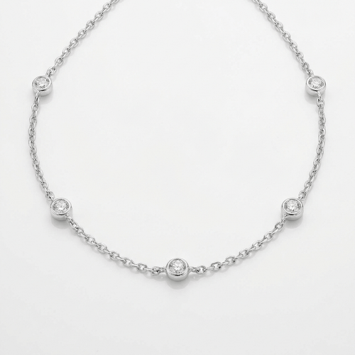SILVER ZIRCONIA STATION NECKLACE