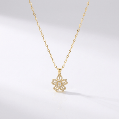 GOLD ZIRCONIA FLOWER NECKLACE