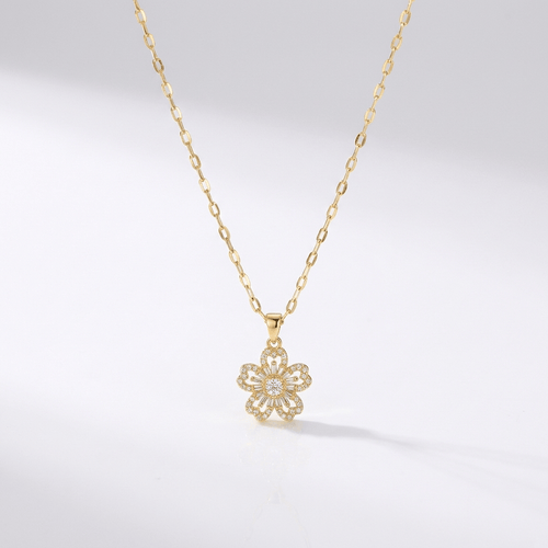 GOLD ZIRCONIA FLOWER NECKLACE