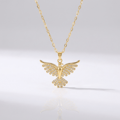 GOLD ZIRCONIA ANGEL WING NECKLACE