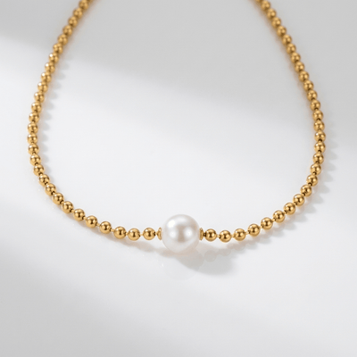 GOLD PEARL BEADED NECKLACE