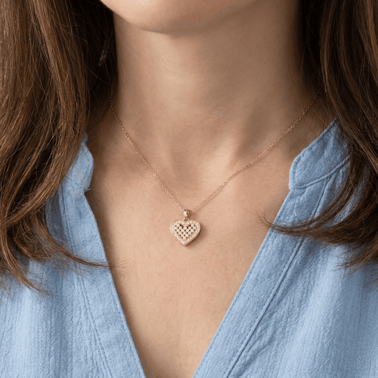 GOLD HEART PAVE ZIRCONIA NECKLACE